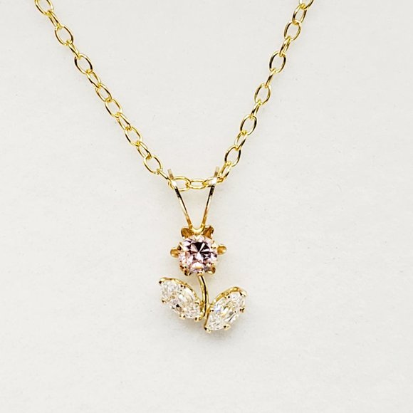 10K Yellow Gold CZ Flower Pendant - Picture 6 of 9